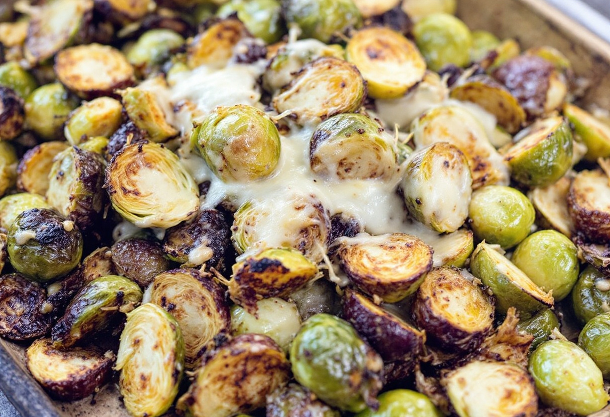 Creamy Garlic Parmesan Brussels Sprouts