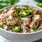 Matthew McConaughey viral tuna salad in ceramic bowl with jalapeño chips